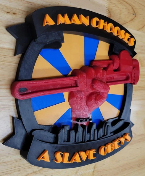 Byr Bioshock - Bir Adam Seçer, Bir Köle İtaat Eder - İşaret/Kolye (Sadece Plastik Aparattır!!!) 3D - Resim 2