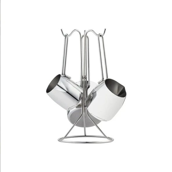 Nehir Modern Askı Standlı 4 Parça Çelik Cezve Seti - Resim 3
