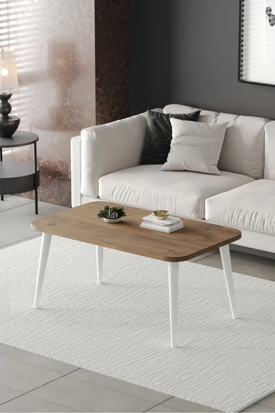 Orta Sehpa Metal Ayaklı , Roma Orta Sehpa , Beyaz Metal - Atlantik Çam Tabla ürün görseli