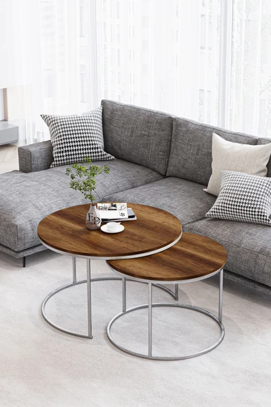 Orta Sehpa , Paris 2'li Orta Sehpa Takımı , Gümüş Metal - Barok Tabla ürün görseli