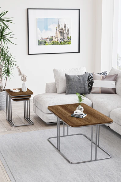 Orta Sehpa , Lyon Orta Sehpa , Gümüş Metal - Barok Tabla - Resim 2