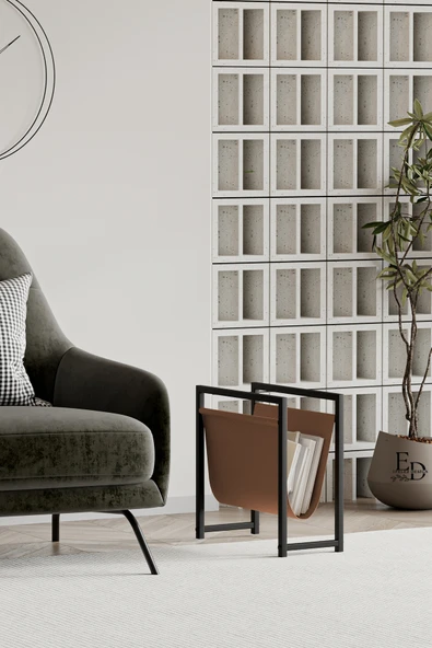 Gazetelik , Dergilik , Coral Koltuk Yanı Düzenleyici , Siyah Metal - Taba Deri - Resim 2