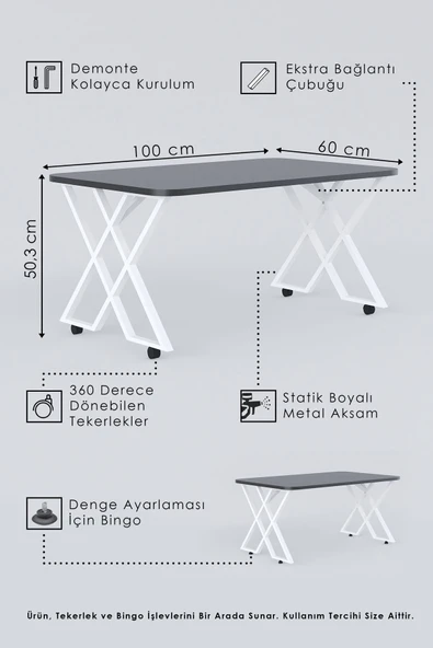 Orta Sehpa , Milano Tekerlekli Orta Sehpa , Gümüş Metal - Atlantik Çam Tabla - Resim 3