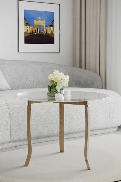 Orta Sehpa , Berlin Camlı Orta Sehpa Ceviz Ayak - Resim 2