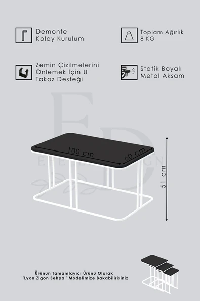 Orta Sehpa , Lyon Orta Sehpa , Siyah Metal - Barok Tabla - Resim 3