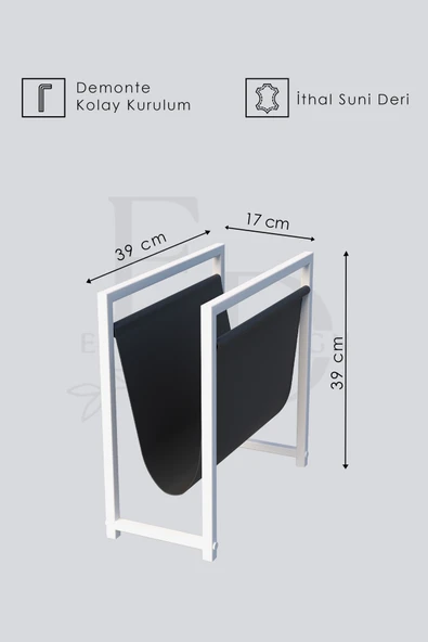 Gazetelik , Dergilik , Coral Koltuk Yanı Düzenleyici , Siyah Metal - Kahverengi Deri - Resim 3