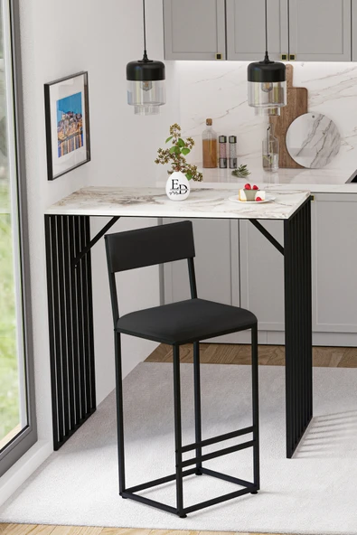 İbiza Bar Sandalyesi , Bar Taburesi , Ada Mutfak Sandalyesi , Taburesi - Antrasit Kumaş ürün görseli