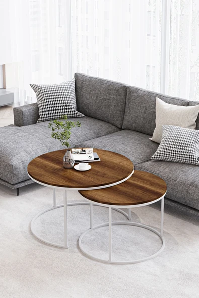 Orta Sehpa , Paris 2'li Orta Sehpa Takımı , Beyaz Metal - Barok Tabla ürün görseli