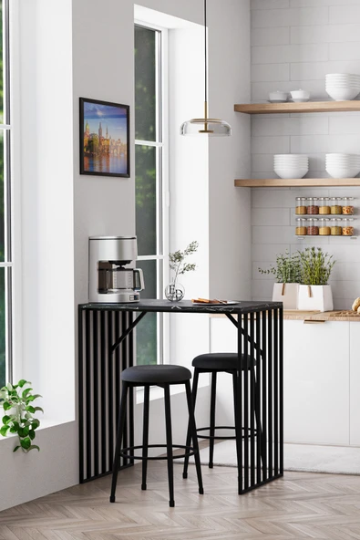 Prag Bar Taburesi , Mutfak Taburesi, Balkon, Bahçe Taburesi, Sandalyesi Antrasit Kumaş - Resim 2