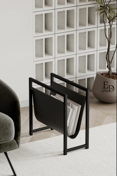 Gazetelik , Dergilik , Coral Koltuk Yanı Düzenleyici , Siyah Metal - Siyah Deri ürün görseli