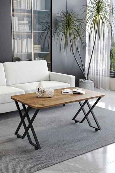 Orta Sehpa , Milano Tekerlekli Orta Sehpa , Siyah Metal - Atlantik Çam Tabla ürün görseli