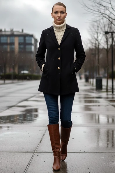 Tasarım Yaka Şık Üç Düğme Kaşe Siyah Kaban - Resim 3