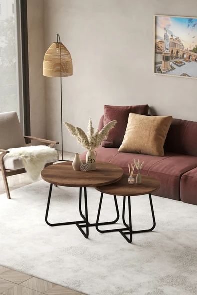 Orta Sehpa , Üsküp 2'li Orta Sehpa Takımı , Siyah Metal - Barok Tabla ürün görseli