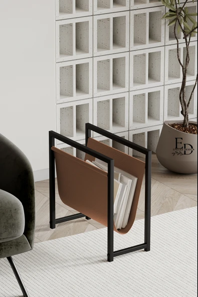 Gazetelik , Dergilik , Coral Koltuk Yanı Düzenleyici , Siyah Metal - Taba Deri ürün görseli