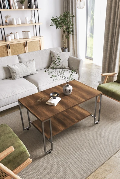 Orta Sehpa , Nury Tekerlekli Orta Sehpa Takımı , Gümüş Metal - Barok Tabla ürün görseli