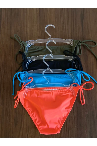 Zi 4 Renk 1 Paket Haki-siyah-açıkmavi-nar Çiçeği Ince Ip Bağcıklı Bikini Altı - Resim 2
