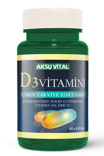 Aksu Vital D3 Vitamini 650mg 60 Kapsül Softjel ürün görseli