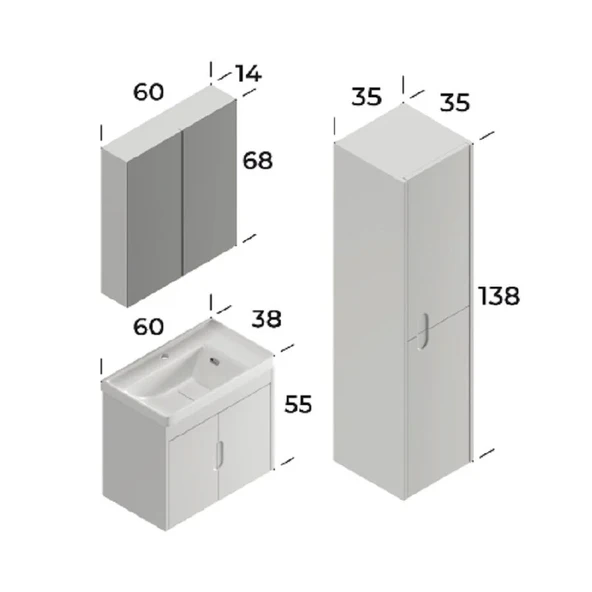ADA 60 CM BANYO DOLABI - Resim 2