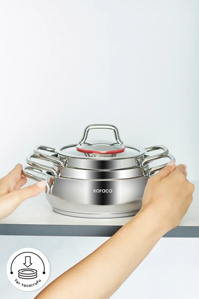 Karaca Emirgan Indüksiyon Tabanlı 6 Parça Çelik Sahan Set - Resim 6