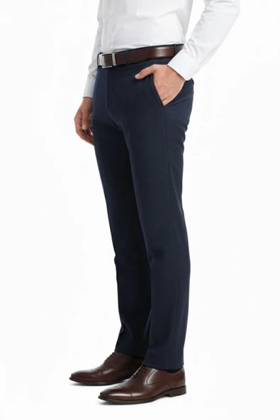 Erkek Regular Fit Çizgili  Kumaş Pantolon Likra Kumaş BGL-ST05036 - Resim 3