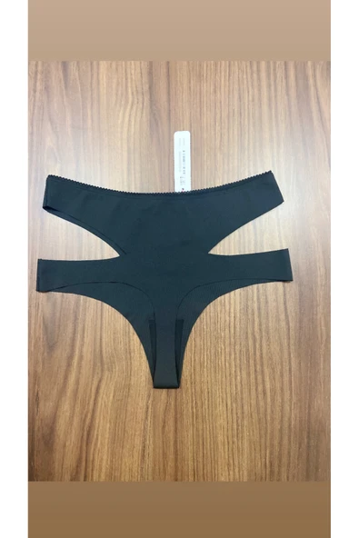 Zi 2 ADET 1 PAKET Siyah Yüksek Bel Lazer Kesim Kadın Tanga Külot - Resim 4