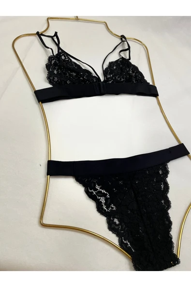Zi Mor Dar Kalıp Velvet Aura Dantelli Sütyen Külot Takımı - Resim 10