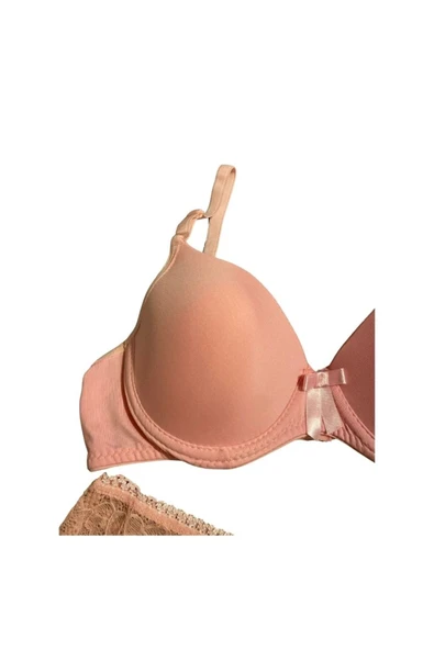 Zi Pembe Boş Kap Mikro Tulumlu Sütyen Takım - Resim 7