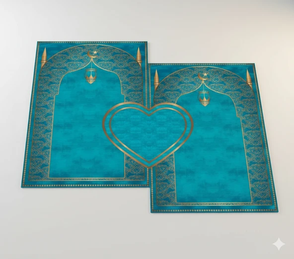 Çift Seccadesi Diz Acıtmaz Yumuşak Namazlık Turkuaz - Resim 6