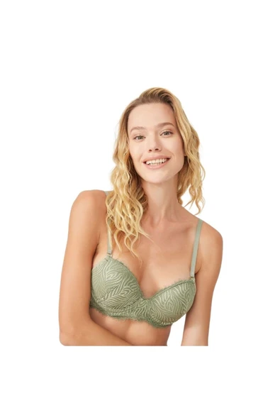 Zi Kiremit Dantelli Dar Kalıp Içi Boş Kap Sütyen Külot Takımı - Resim 8