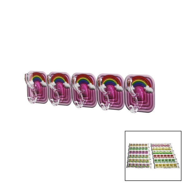 5PCS TEKLİ - ÇOKLU KULLANIM  MİKA KRİSTAL KOLLU  RESİMLİ YAPIŞKANLI  ASKI (5284) ürün görseli