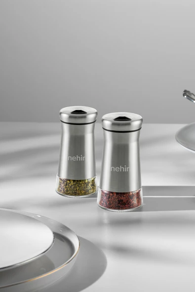 Nehir İdil 2'li Cam Silindir Tuzluk ve Biberlik Takımı ürün görseli