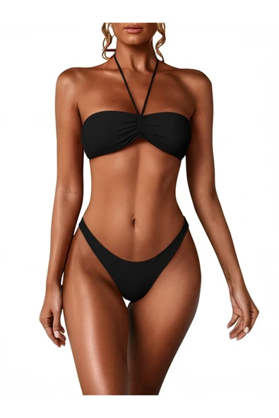Zi Siyah Çok Dar Kalıp Straplez Bikini Üstü ürün görseli