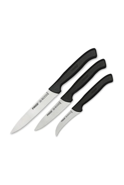 PİRGE Siyah Saplı Günlük Kullanım Mutfak Seti 3'lü ürün görseli