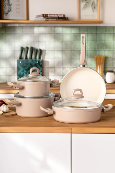 Emsan Crystal 7 Parça Tencere Seti Rosegold ürün görseli