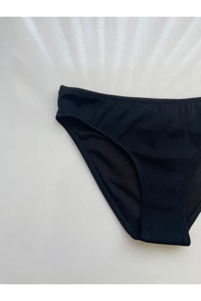 Zi Siyah Dar Kalıp Düz Kalın Kenar Astarlı Bikini Altı - Resim 6