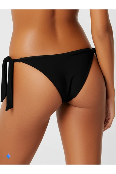 Zi Siyah Brelya Kalın Ip Bağlamalı Bikini Altı - Resim 2
