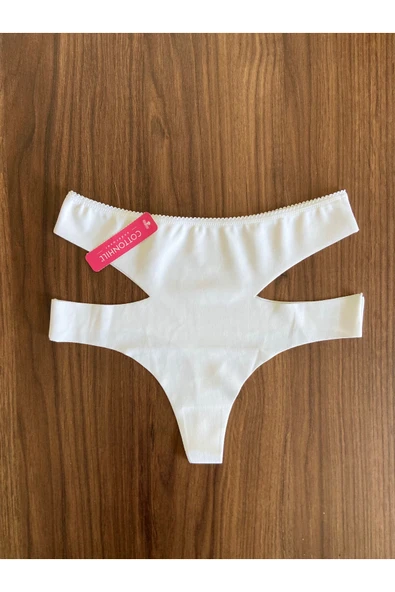 Zi Beyaz Yüksek Bel Lazer Kesim Kadın Tanga Külot ürün görseli