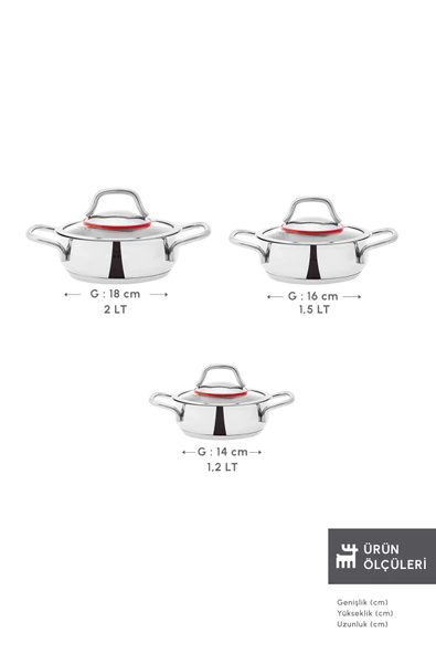 Karaca Emirgan Indüksiyon Tabanlı 6 Parça Çelik Sahan Set - Resim 2