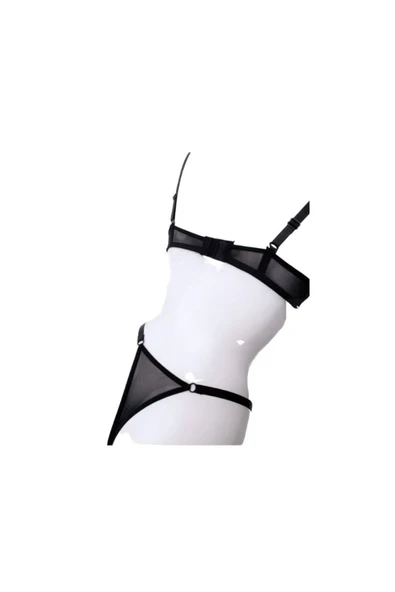 Zi Siyah Nakışlı Dar Kalıp Sütyen Takımı - Resim 6