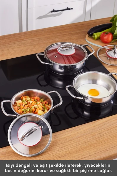 Karaca Emirgan Indüksiyon Tabanlı 6 Parça Çelik Sahan Set - Resim 3