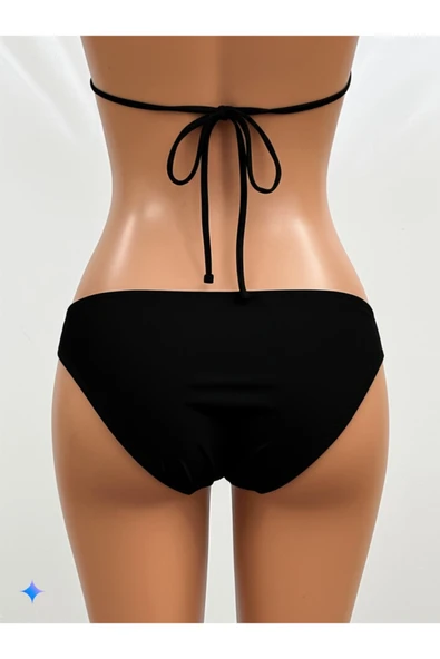 Zi Siyah Dar Kalıp Düz Kalın Kenar Astarlı Bikini Altı - Resim 2