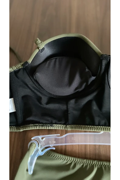 Zi Haki Yeşil Yüksek Bel Bikini Alt Üst Takım - Resim 5