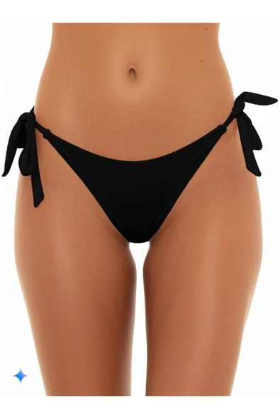 Zi Siyah Brelya Kalın Ip Bağlamalı Bikini Altı ürün görseli