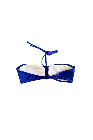 Zi Mavi Çok Dar Kalıp Straplez Bikini Üstü - Resim 7