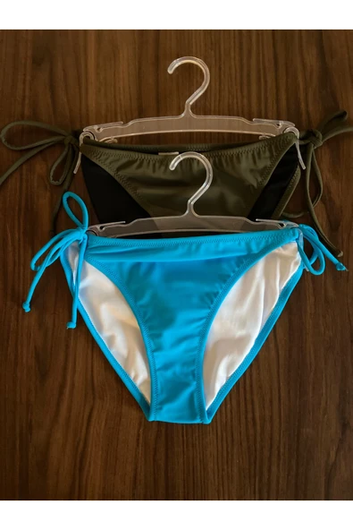 Zi 2 RENK 1 PAKET HAKİ-AÇIK MAVİ İNCE İP BAĞCIKLI BİKİNİ ALTI ürün görseli