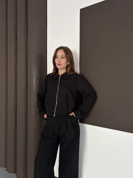 Trenç takım alt üst siyah ons - Resim 2