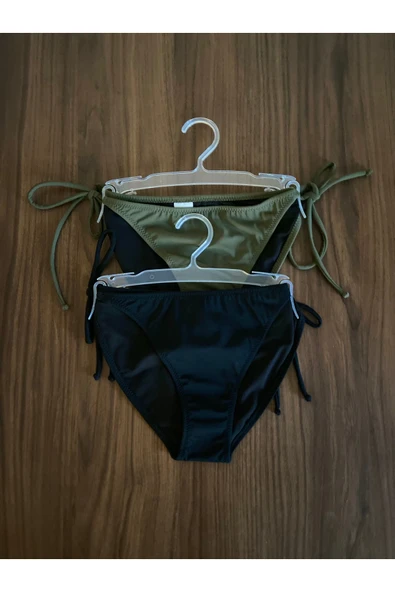 Zi 2 RENK 1 PAKET Haki -Siyah İnce İp Bağcıklı Bikini Altı ürün görseli