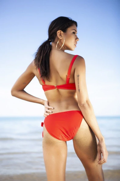 Zi 2 Renk 1 Paket Kırmı-açık Mavi Kalın Ip Bağcıklı Bikini Altı - Resim 3