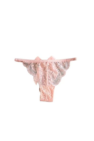 Zi Pudra Dantel Fiyonk Ve Taş Detaylı Kadın Tanga Külot - Resim 5