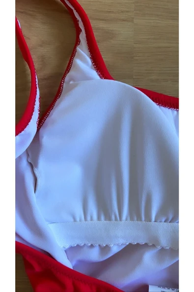 Zi Kırmı Çok Dar Kalıp Girl Power Baskılı Mayo - Resim 6